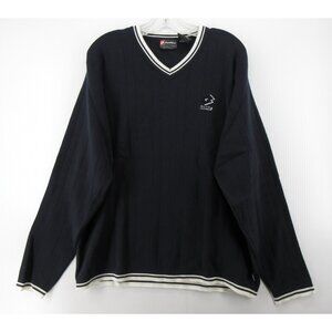 VINTAGE Lotto Sweater XL Navy  ATP Tennis Italian Sport Ribbed Knit